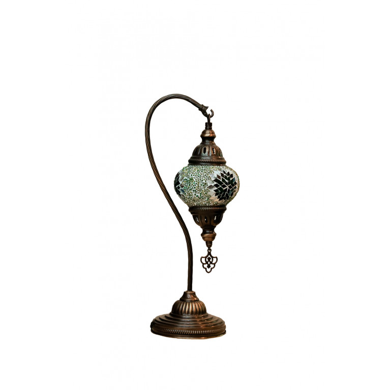 Table lamp "Swan", green/white mosaic, diameter 15 cm